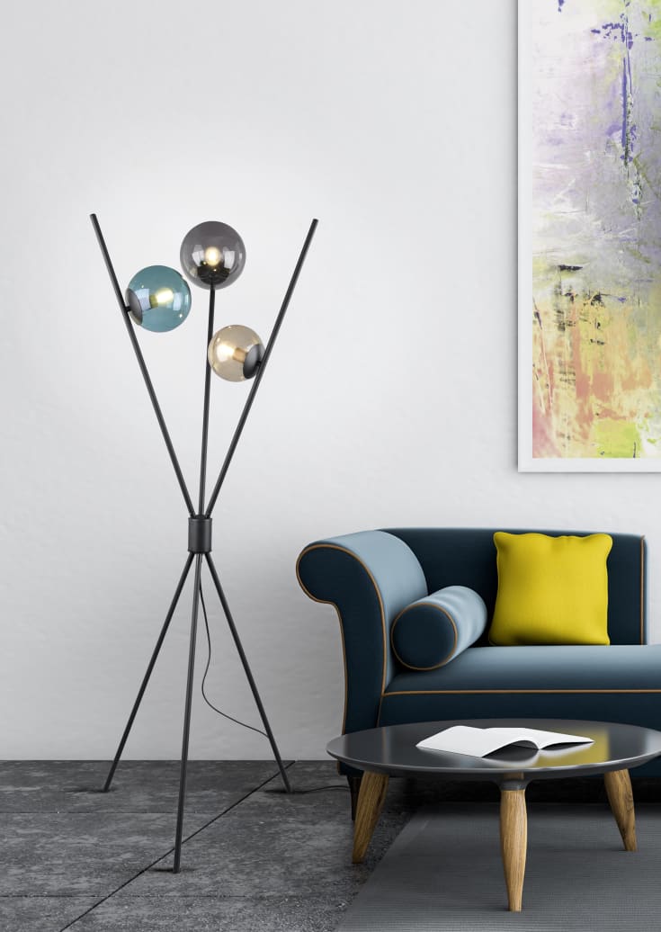 Trio Lighting Lance gulvlampe, sort