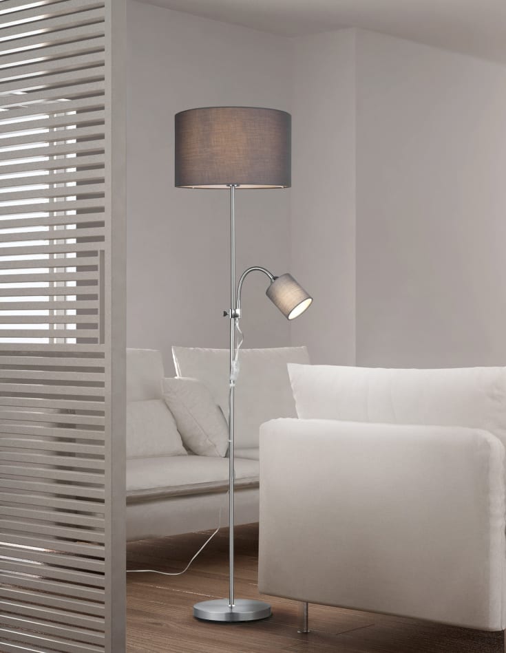 Trio Lighting Owen golvlampa, grå