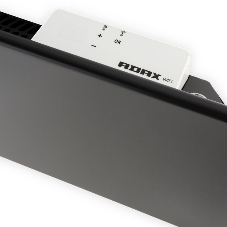 Adax Neo L panelovn med termostat & wifi, 230V, 1000W, sort, 12-16 m²