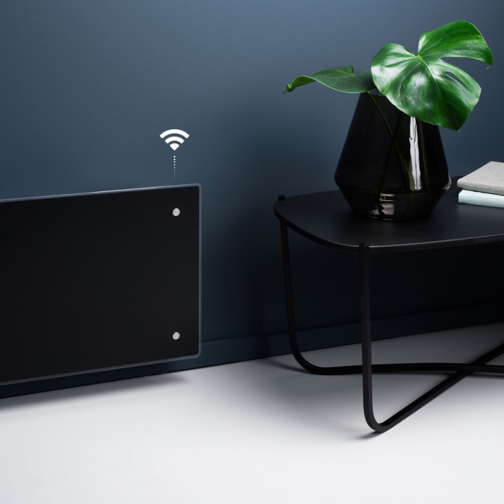 Adax Clea H elradiator med termostat & wifi, 230V, 1000W, sort glas, 12-16 m²
