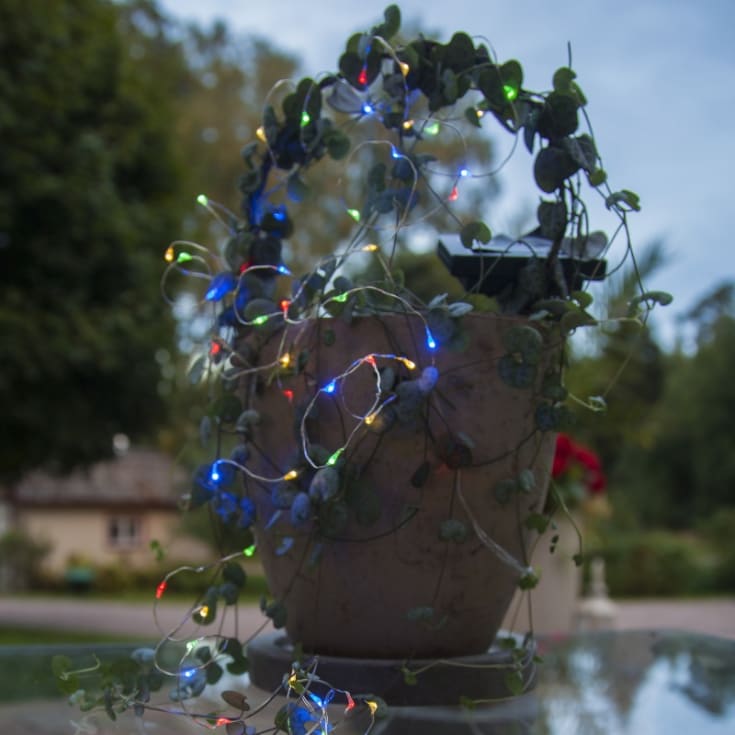 24 st Star Trading Wire Solar String Lights med färgade lampor