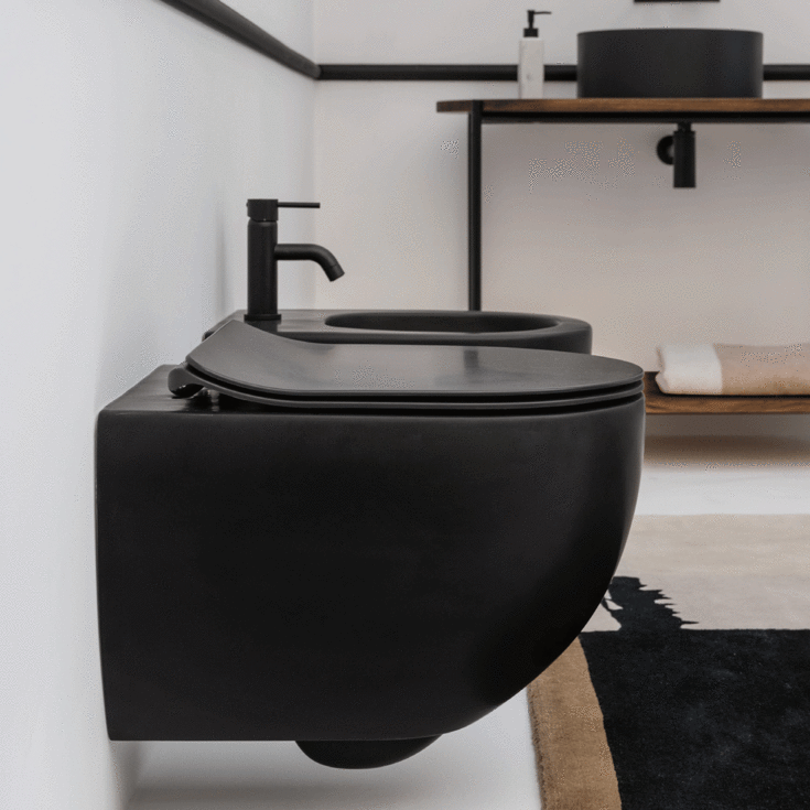 Lavabo Glomp Mini Slim toiletbræt, soft close, mat sort