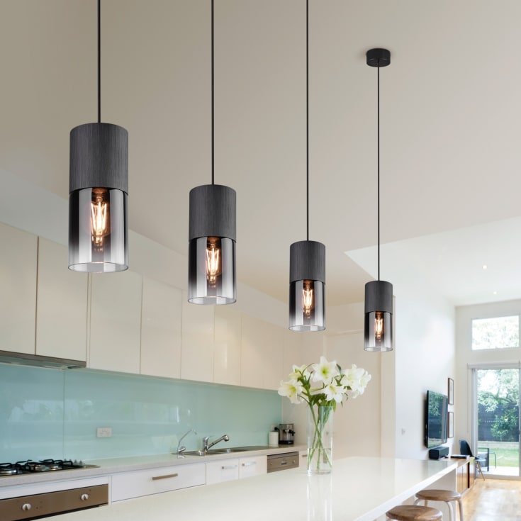 Trio Lighting Robin pendellampa, svart/rökfärgad
