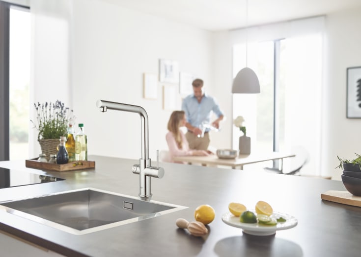 Grohe Blue Home køkkenarmatur, afkølet vand, brus, krom