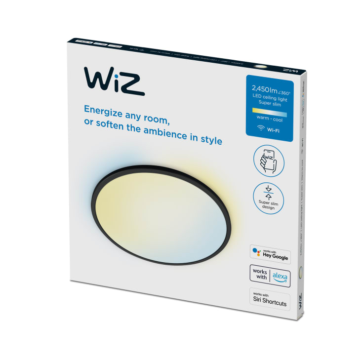 Wiz Superslim plafond, justerbar hvit, sort, Ø43 cm