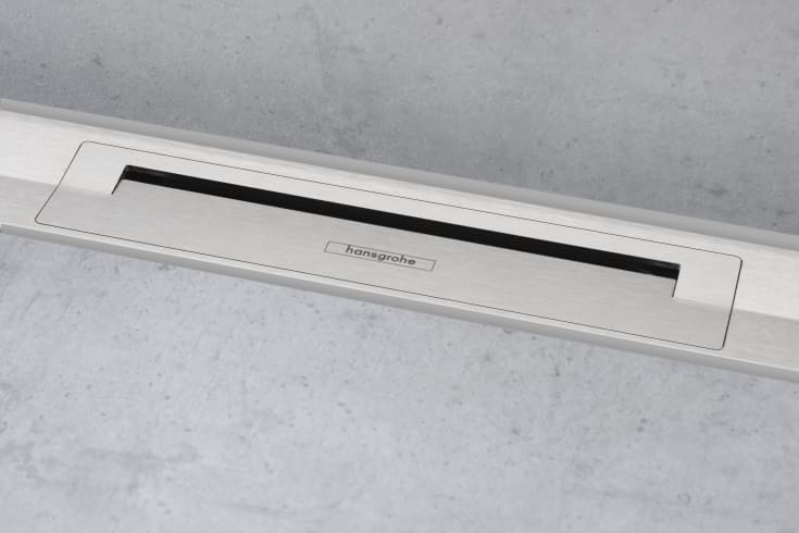 4 stk Hansgrohe Raindrain Flex afløbsrende, 700 mm, vægmontering, rustfrit stål