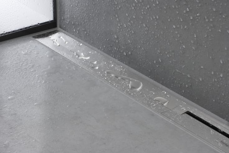 4 stk Hansgrohe Raindrain Flex afløbsrende, 700 mm, vægmontering, rustfrit stål