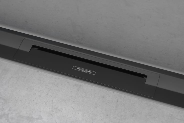 4 stk Hansgrohe Raindrain Flex afløbsrende, 700 mm, vægmontering, mat sort