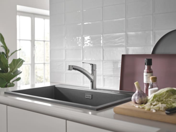 Grohe Quickfix Start köksblandare, utdragbar pip, stål