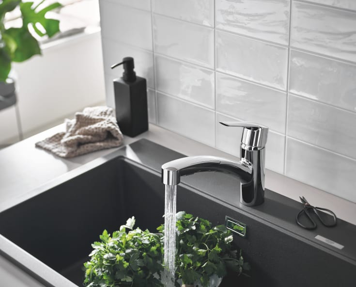 Grohe Quickfix Start kjøkkenarmatur, uttrekkbar tut, krom