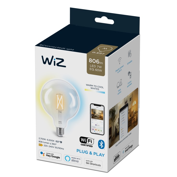 Wiz E27 globepære, 2700K-6500K, 7W, Ø12,6