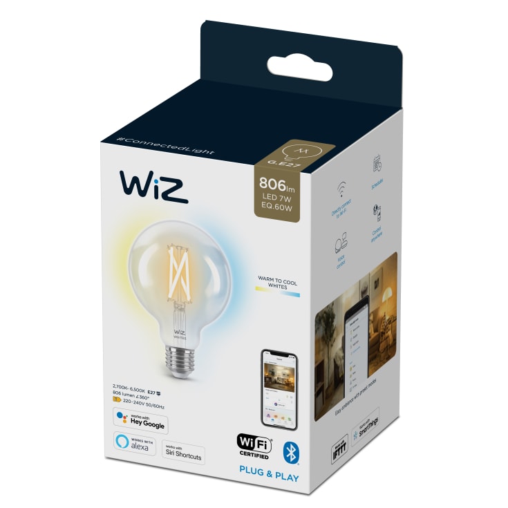 Wiz E27 globepære, 2700K-6500K, 7W, Ø9,5 cm