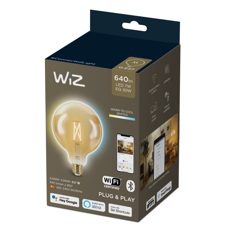 Wiz E27 globepære, 2000K-5500K, 7W, Ø12,5 cm