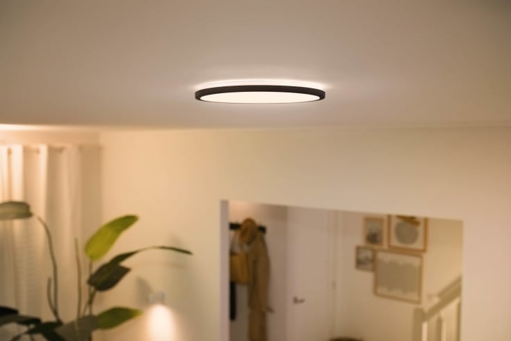 Wiz Superslim plafond, justerbar hvid, sort, Ø55 cm