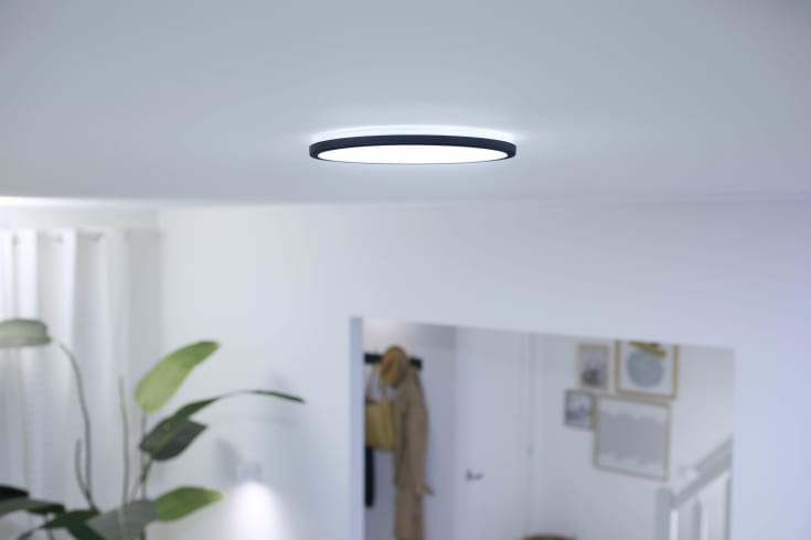 Wiz Superslim plafond, justerbar hvid, sort, Ø55 cm