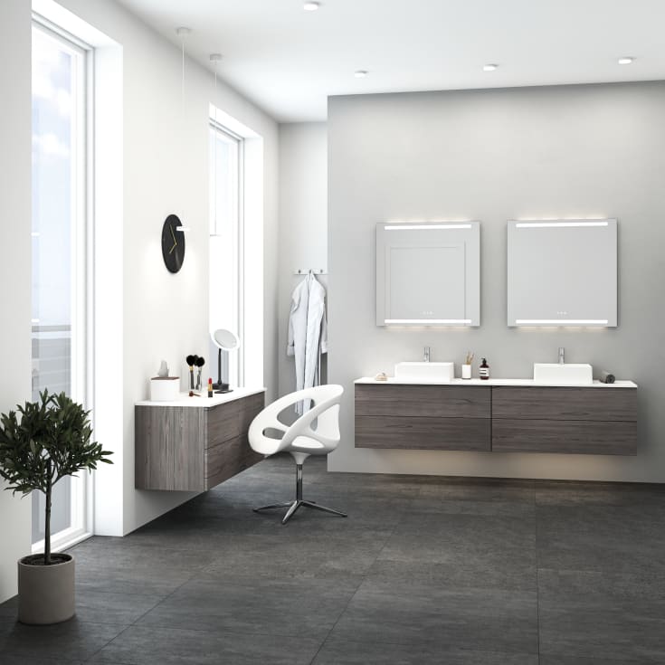 Dansani Level speil med lys, dimbart, 80x80 cm