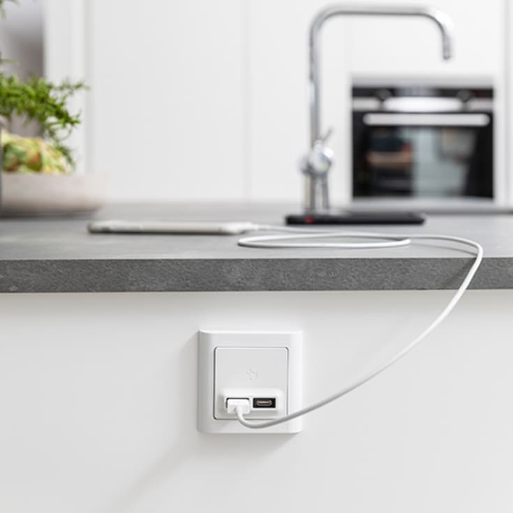 LK Fuga 2xUSB-lader A+C, 1 modul, hvid