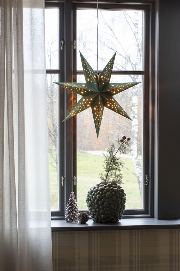 Konstsmide adventsstjärna med ljus, 60 cm, grön