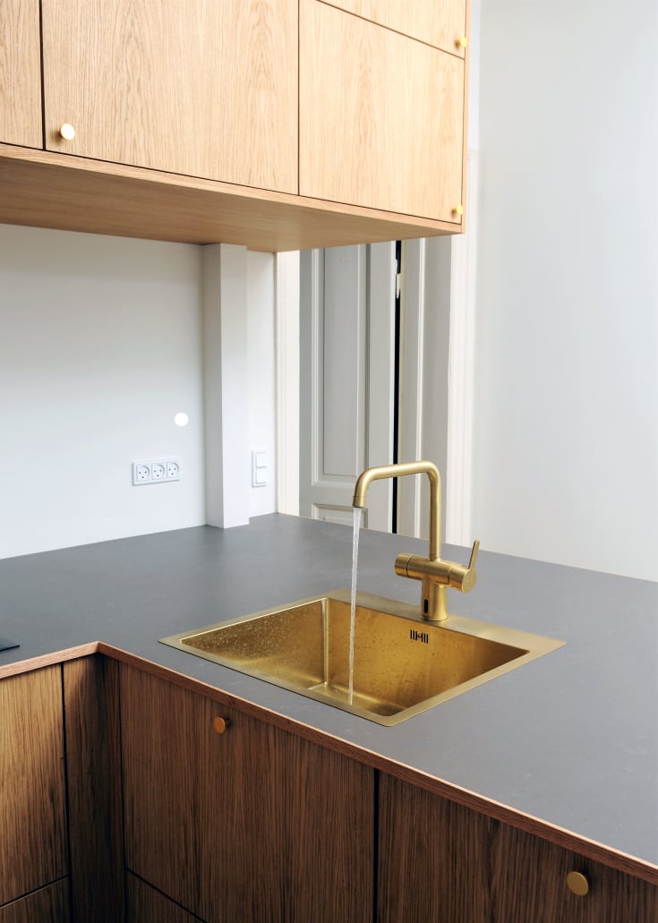 Lavabo Kubus 540 Soft køkkenvask, 54x50 cm, messing