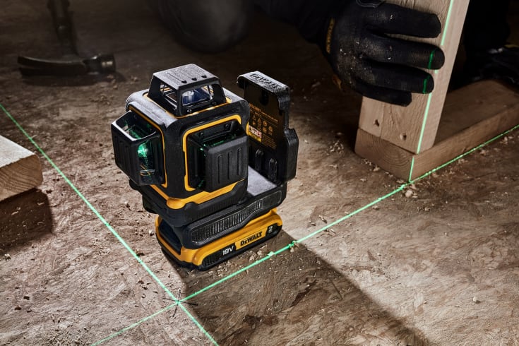 DeWalt 18V XR DCLE34031N-XJ krydslinjelaser, 3 x 360⁰, grøn, uden batteri