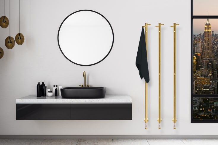 Kriss Uno Plus handdukstork, el, 3x148 cm, guld
