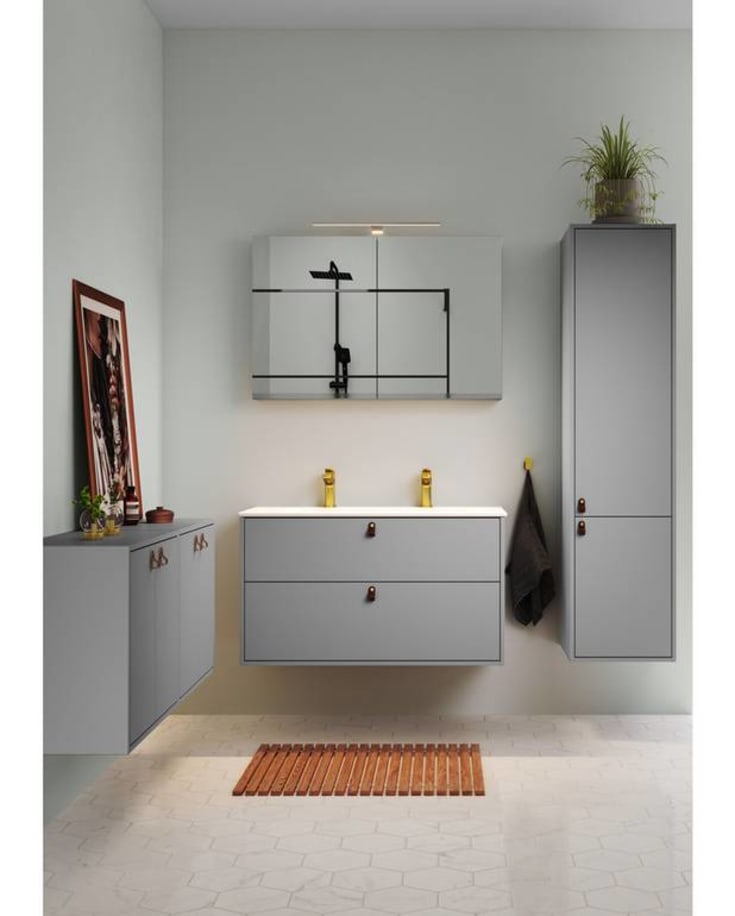 Gustavsberg Artic möbelpaket, 120x47 cm, grå/vit