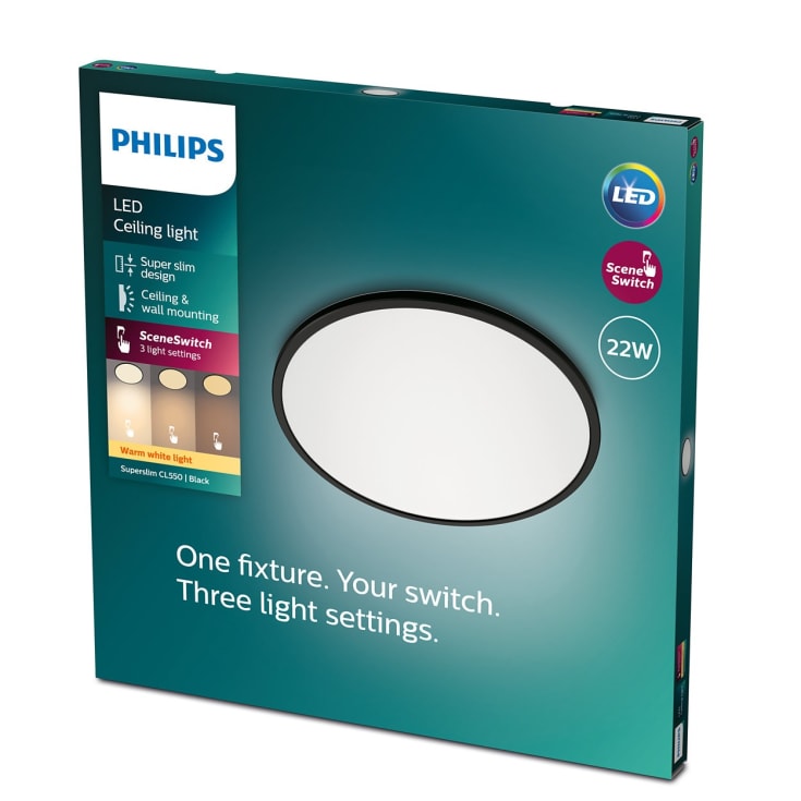 Philips myLiving SceneSwitch Super Slim plafond, svart, 2700K, Ø43 cm