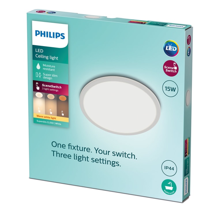 Philips myBathroom SceneSwitch Super Slim plafond, vit, 2700K, Ø25 cm