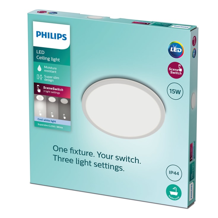 Philips myBathroom SceneSwitch Super Slim plafond, hvid, 4000K, Ø25 cm