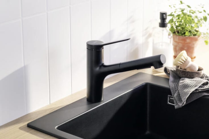 Hansgrohe Zesis M33 kjøkkenarmatur, uttrekkbar tut, matt sort