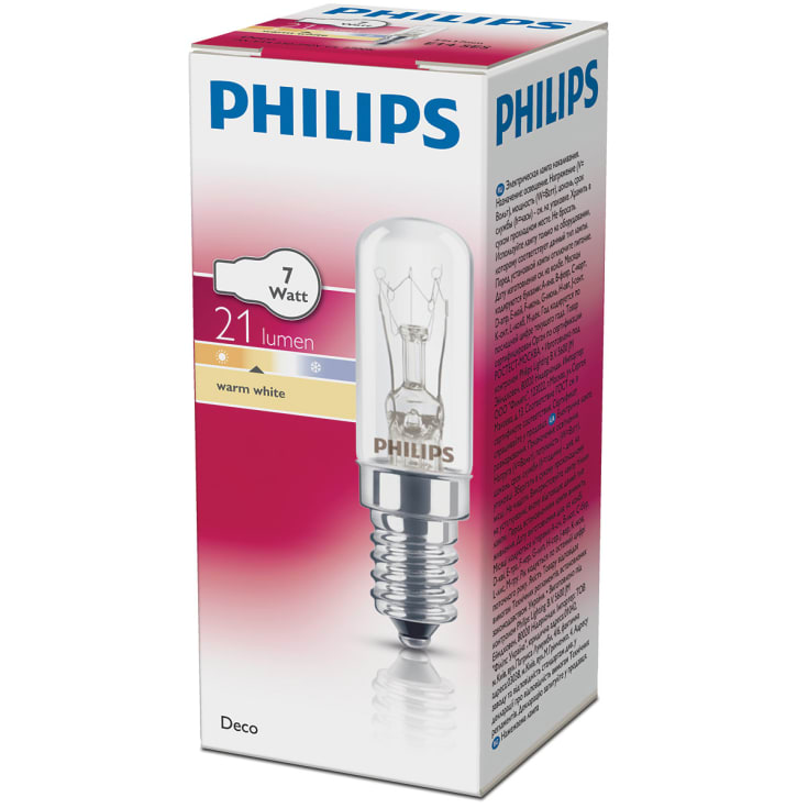 Philips E14 glødepære rørformet, 7W, 2700K