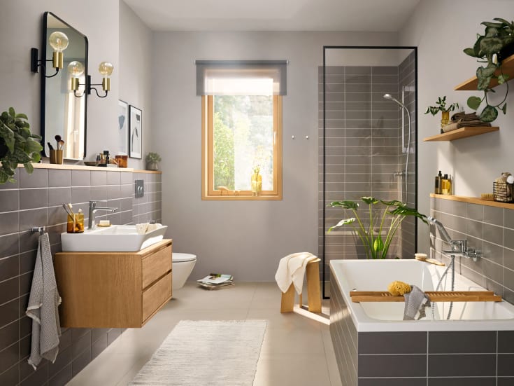 Hansgrohe Rebris E badekarbatteri, krom