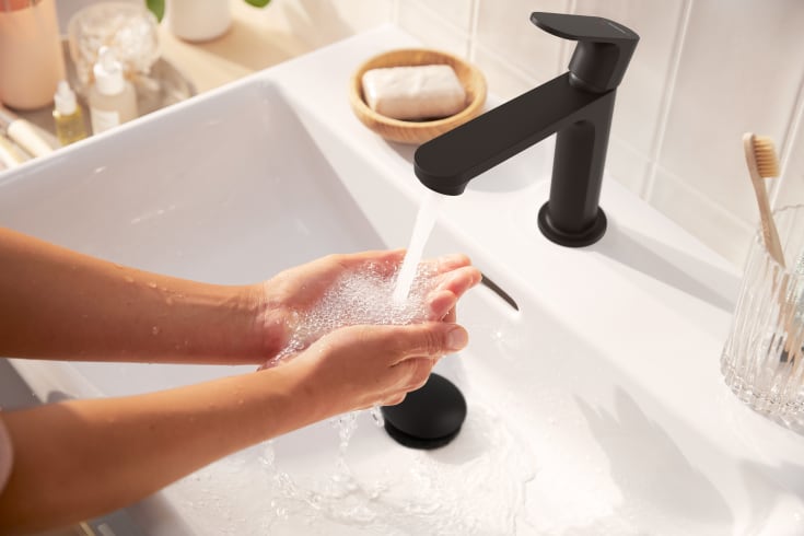 Hansgrohe Rebris S 110 tvättställsblandare, matt svart
