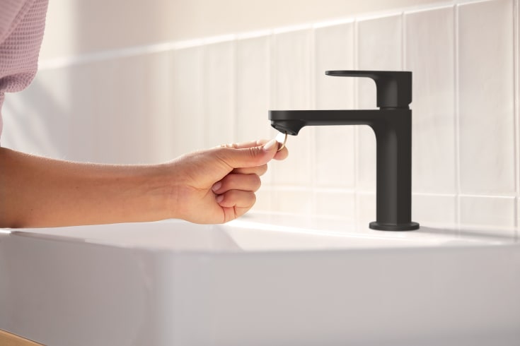 Hansgrohe Rebris S 110 tvättställsblandare, matt svart