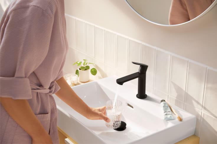 Hansgrohe Rebris S 110 tvättställsblandare, matt svart