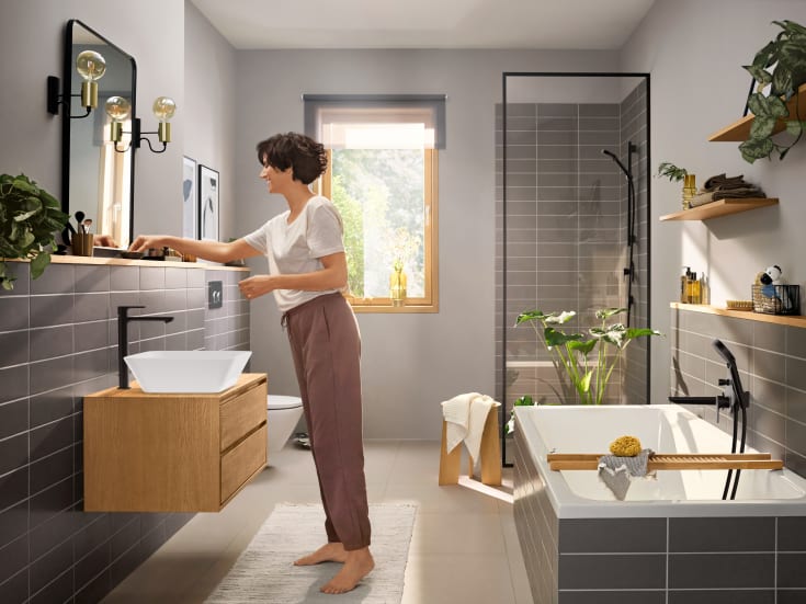Hansgrohe Rebris E 240 tvättställsblandare, matt svart