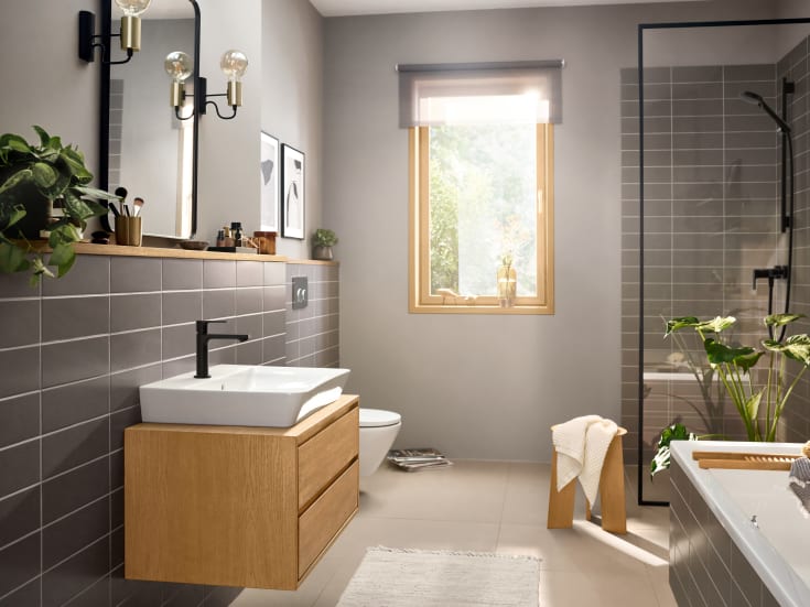 Hansgrohe Rebris E dusjbatteri, matt sort