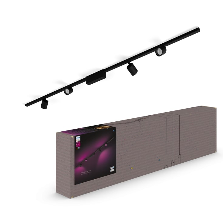 Philips Hue Perifo strømskinnesæt, 4 spotlights, svart