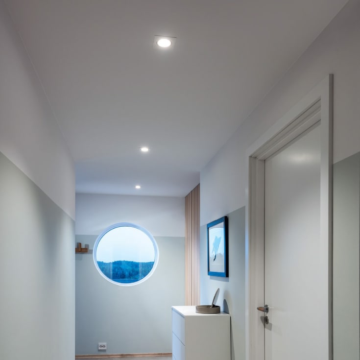 SG Junistar Lux Square indbygningsspot, 2700K, børstet stål