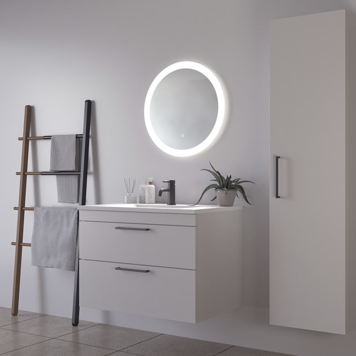 Loevschall Vega spegel med belysning, dimbar, touch, Ø60 cm