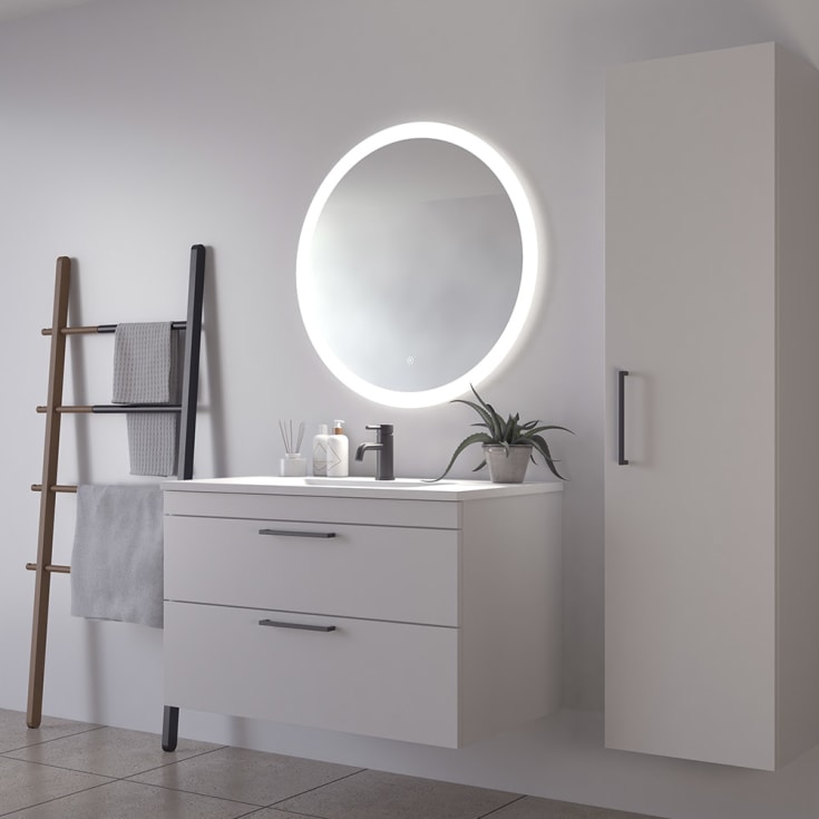 Loevschall Vega spegel med belysning, dimbar, touch, Ø80 cm