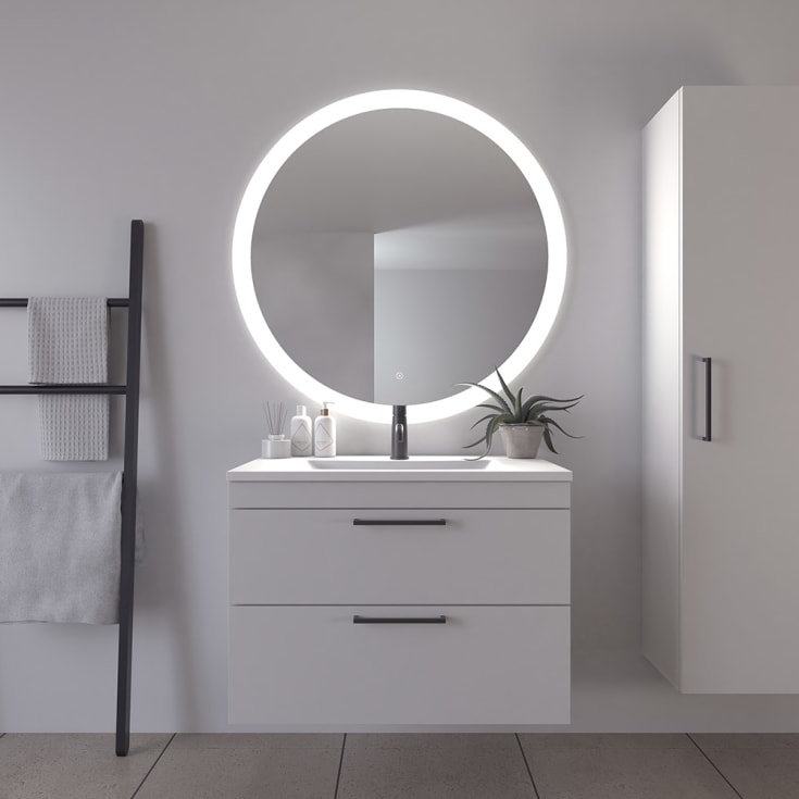 Loevschall Vega spegel med belysning, dimbar, touch, Ø100 cm