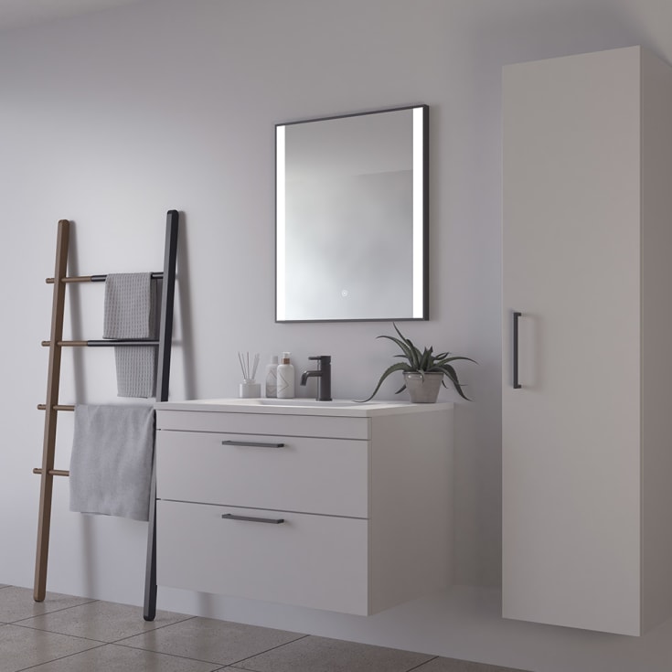 Loevschall Libra spegel med belysning, dimbar, touch, 60x70 cm, svart