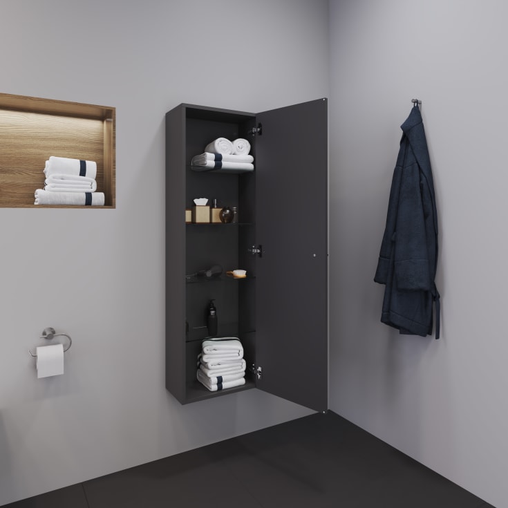 Duravit D-Neo högskåp, 40x132 cm, matt grå