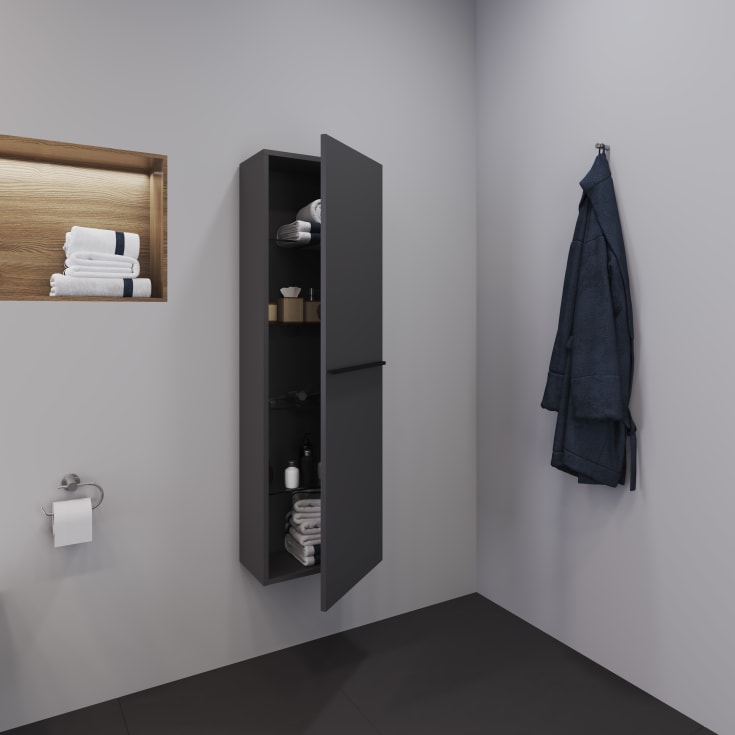 Duravit D-Neo högskåp, 40x132 cm, matt grå