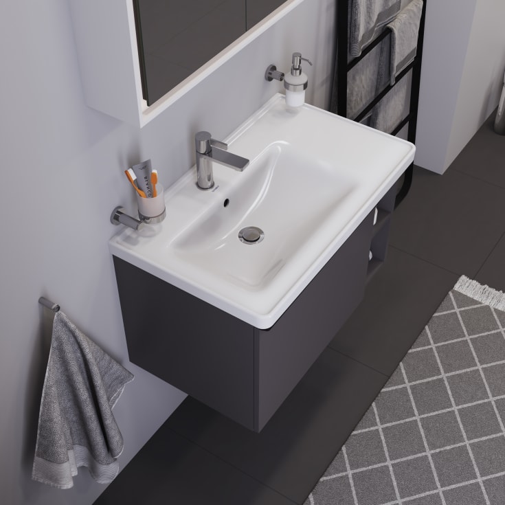 Duravit D-Neo håndvask, 80x48 cm, venstre, hvid