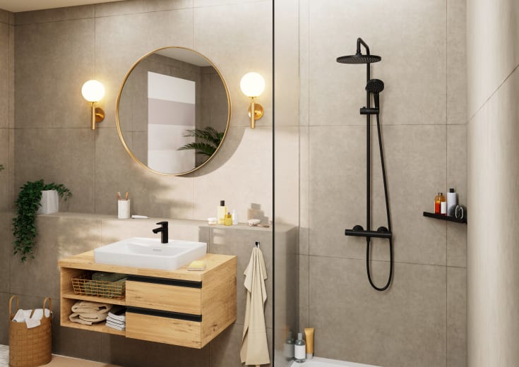 Hansgrohe Vernis Blend 240 brusesæt, vandbesparende, mat sort