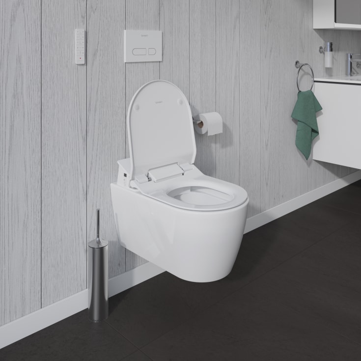 Duravit Me by Starck vegghengt toalett for SensoWash toalettsete, med Wondergliss, hvit