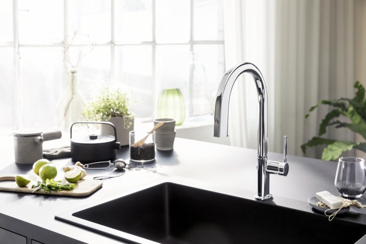 Hansgrohe Aqittura M91 køkkenarmatur, udtrækstud, filtreret vand, krom
