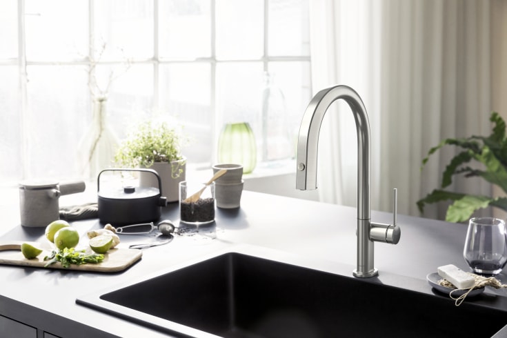 Hansgrohe Aqittura M91 köksblandare, utdragbar pip, filtrerat vatten, stål